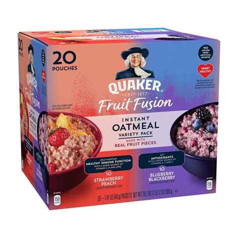 Quaker Individually Packaged Fruit Fusion Instant Oatmeal Variety Pack ...