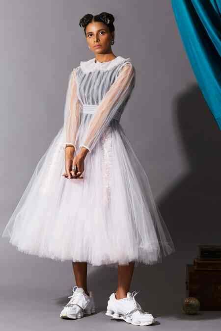 Buy Quod Pink Nylon Tulle Dress Online | Aza Fashion.