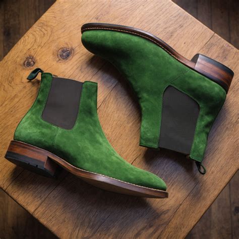 Green Suede Leather Seville Slip On Chelsea Boots – Costoso Italiano