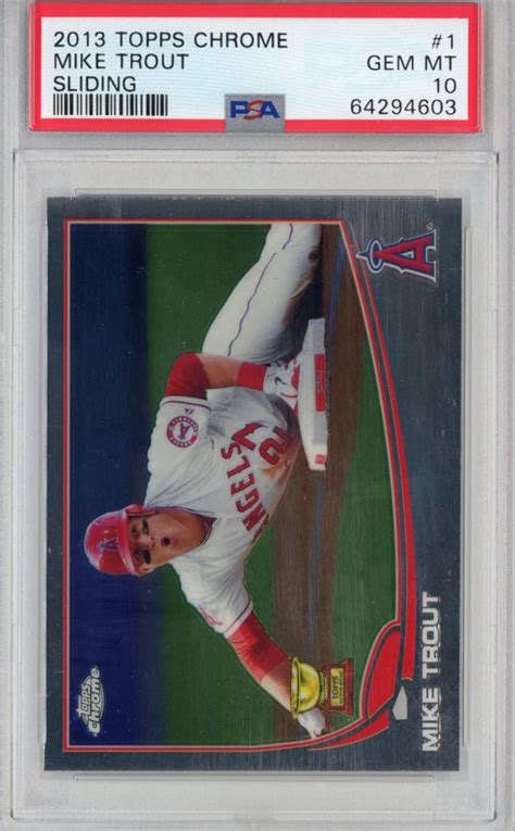Graded 2013 Topps Chrome Mike Trout #1 Sliding Rookie Cup RC Baseball ...