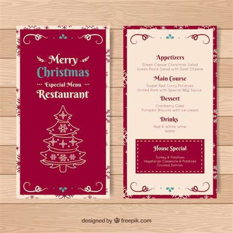Elegant retro christmas menu | Free Vector