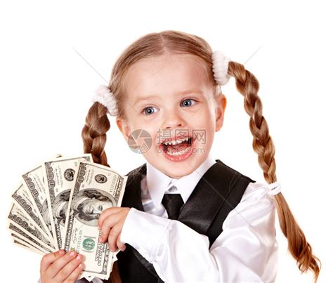 有钱的快乐小女孩孤立高清图片下载-正版图片503224992-摄图网