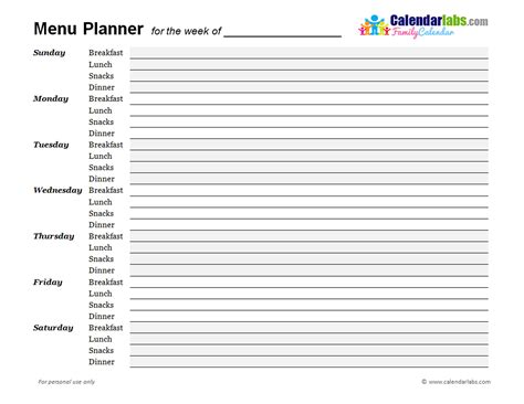 Weekly Menu Planner 的图像结果