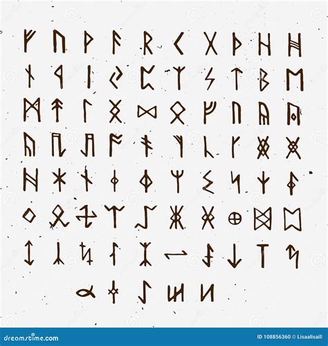 Viking Runes, Elder Futhark Alphabet. Retro Norse Scandinavian Runes ...