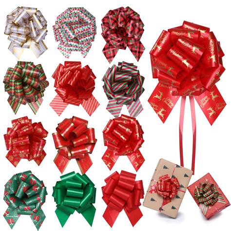 Amazon.com: 12 pcs Large Christmas Bows for Gift Wrapping,5 inch Wide ...