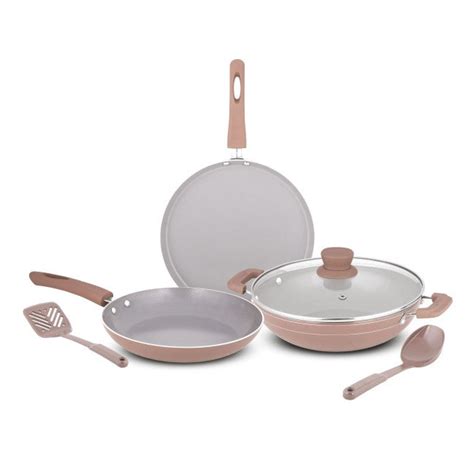 ORANGE NON-STICK 6 PIECE CERAMIC COOKWARE SET | 27CM SMART DOSA TAWA ...