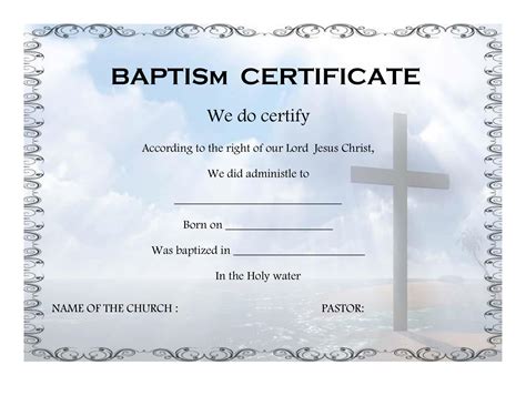 Free Printable Baptism Certificate Templates [PDF, Word] Fillable