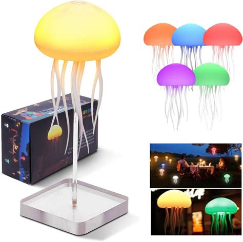 LED Cute Jellyfish Night Light with Dancing Legs, RGB Gradient ...