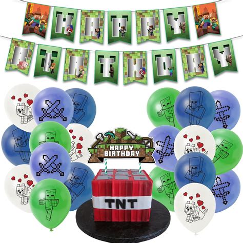 Buy Minecraft Birthday Party Decorations,Happy Birthday Party Supplies ...