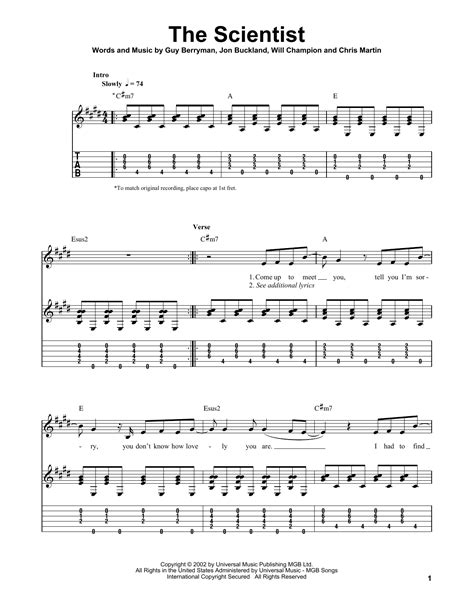 The Scientist by Coldplay - Easy Guitar Tab - Guitar Instructor