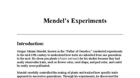 Mendelian Genetics: Experiments and Laws of Inheritance Notes - Studocu