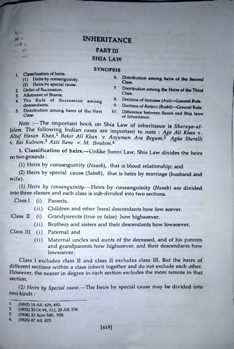 Shia Law of Inheritance: Key Concepts and Classifications - Studocu