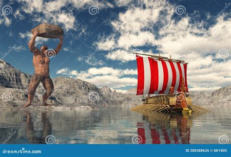 Odysseus and His Companions Flee from the Cyclops Polyphemus Stock ...
