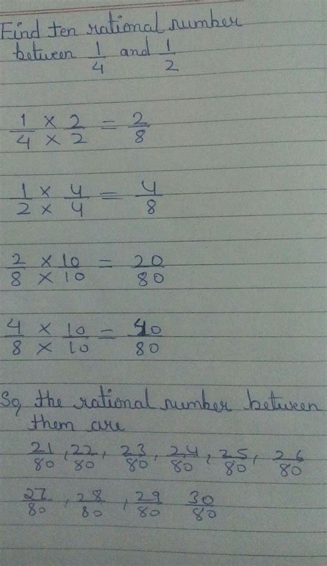 how to write 10 rational numbers between 1/4 and 1/2 - Brainly.in