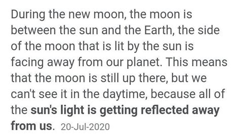 the moon is not seen at all on the New Moon. give reason - Brainly.in