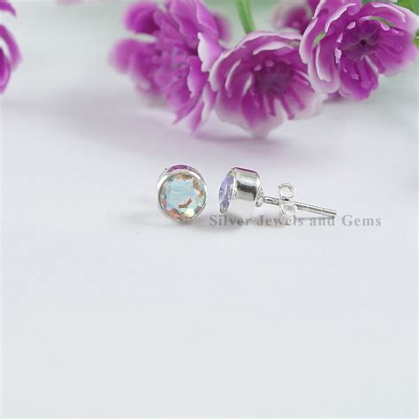 Buy Angel Aura Quartz Stud Earrings, Handmade Earrings, 925 Sterling ...