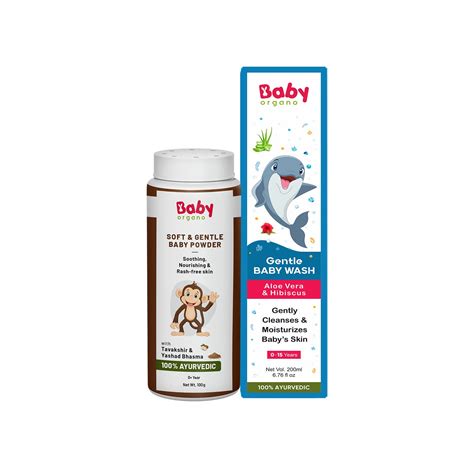 Babyorgano Gentle Baby Body Wash Balance Ph & Ayurvedic Talc Free Baby ...