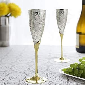 Buy NETBOON Premium Champagne Flute Goblet Slender Carving Brass Wine ...