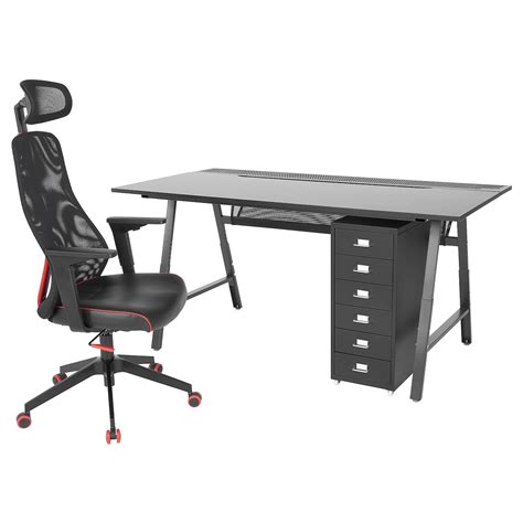 UTESPELARE / MATCHSPEL gaming desk, chair and drawer unit, black - IKEA