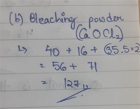 The formula of bleaching powder is CaOCl2. Calculate its formula unit ...