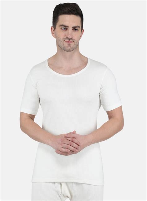 Buy Men Off White Solid Thermal Vest Online in India - Monte Carlo