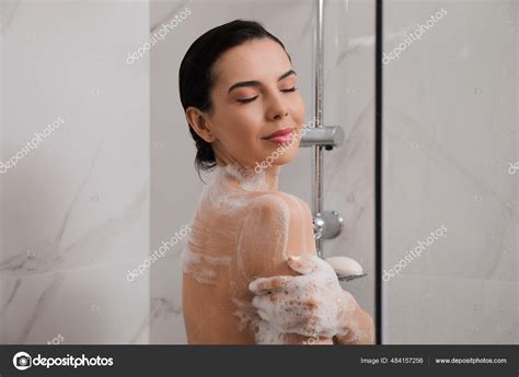 Beautiful Young Woman Taking Shower Home — Stock Photo © NewAfrica ...