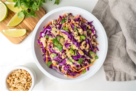 Purple Cabbage Salad With Thai Peanut Dressing – Spread The Love Foods