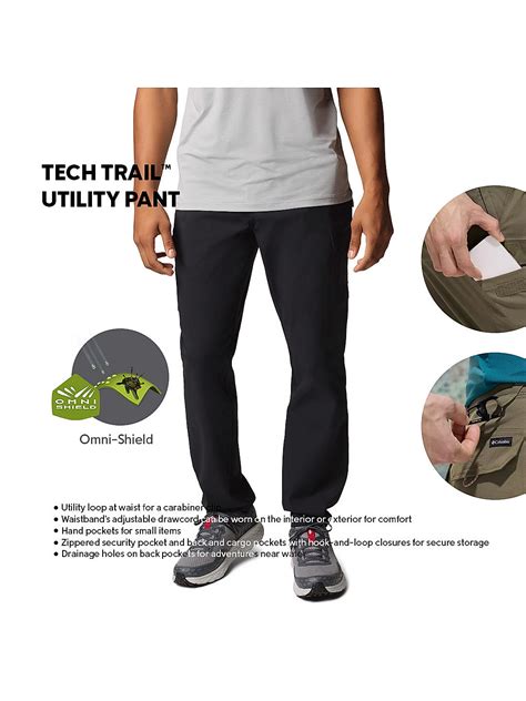 Columbia Mens Black Omni-Shield Tech Trail Utility Pant