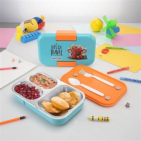 Buy Nayasa Marco 3 Compartment Stainless Steel Insulated Lunch Box for ...