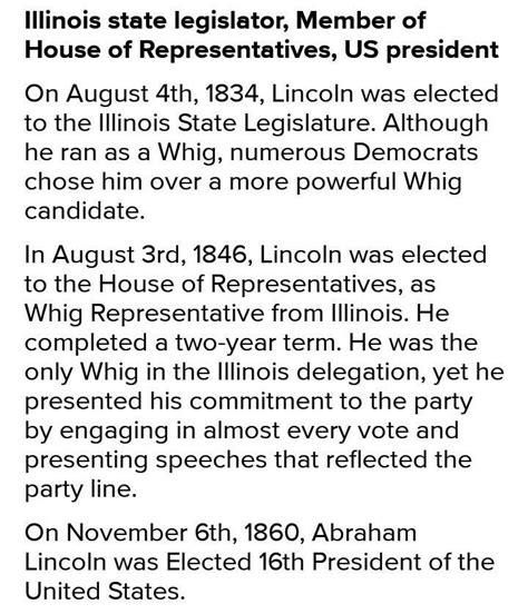 Which lists Abraham Lincoln’s career achievements in the correct order ...