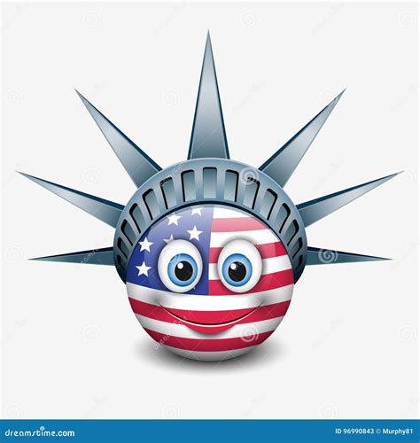 Cute Emoticon Wearing Statue of Liberty Crown - New York - Emoji ...
