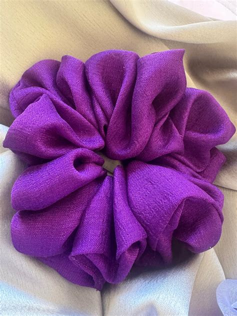 Purple Orchid Silk and Organza Scrunchies Combo | Pack of 3 Handmade ...
