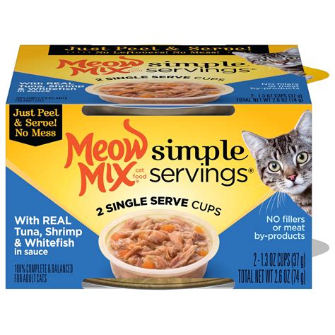 Meow Mix Simple Servings Wet Cat Food with Real Tuna, Shrimp ...