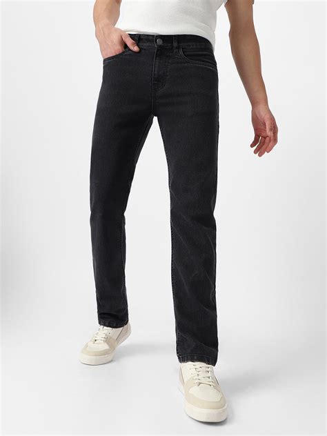 Men's Black Regular Fit Washed Jeans Stretchable – Urbano Fashion