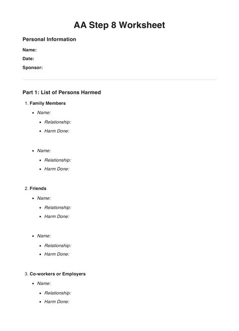 AA Step 1 Worksheet & Example | Free PDF Download
