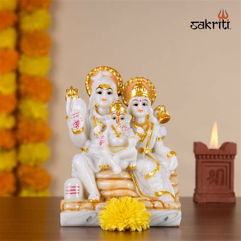 Marble Dust Shivan Family – 5.6 Inch Height | Compact Shiva Parvati Id ...