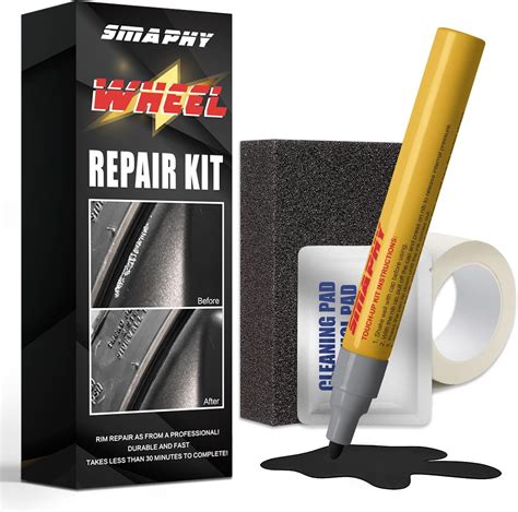 Smaphy Wheel Repair Kit, Black Rim Touch Up Paint, Rim Paint For Scratches Repair, Repairs ...