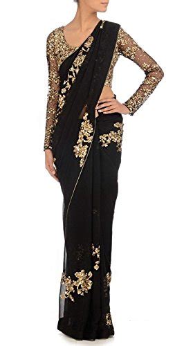 Buy By Design Women's Georgette Saree (BD-M-580 -1_Black_Free Size) at ...