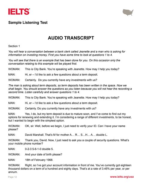 Image result for Audio Transcript Test Sample