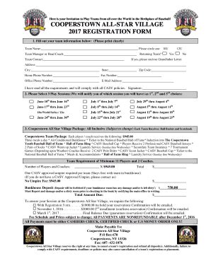 2023-2026 NY Cooperstown All-Star Village Registration Form - Fill Out ...