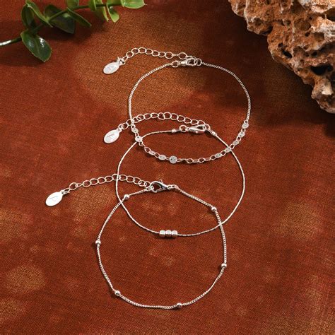 Accessorize London Women's Mini Disc Anklets Set Of 3 - Accessorize India