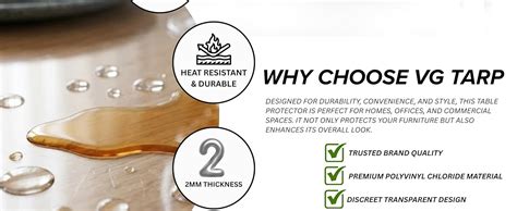 Buy VG TARP 2MM Thick Waterproof PVC Table Protector | Heat Resistant ...