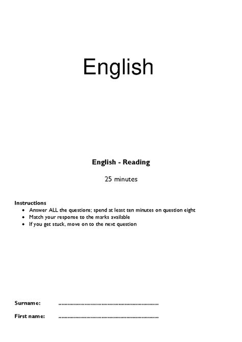 4 English Reading Paper - Group D (10+) SPECIMEN PAPER 2015 English ...