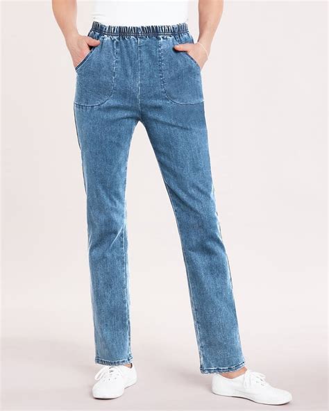 Blair Womens Denimease Full-Elastic Classic Pull-On Jeans - Walmart.com