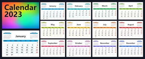 Calendario luminoso planner 2023 con mesi di diversi colori modello ...