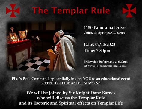 The Templar Rule, Colorado Springs Masonic Center, 13 July 2023 ...