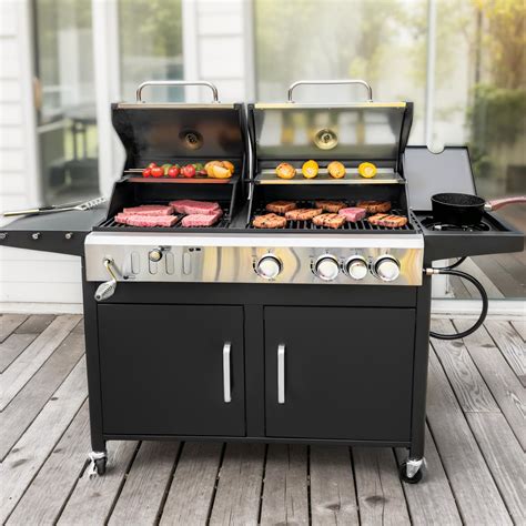 Amazon.com: MFSTUDIO Dual Fuel Propane Gas Grill and Charcoal Grill ...