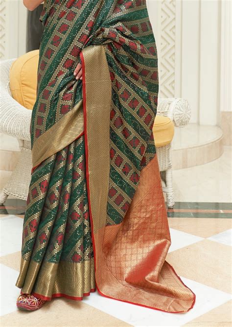 Bandhej Patola Silk Green Saree Online Shopping Best Price | SALE – Sunasa