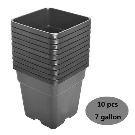 10Pcs Black 7 Gallon Square Seedling Pots Plastic Plant Pots Seedling ...