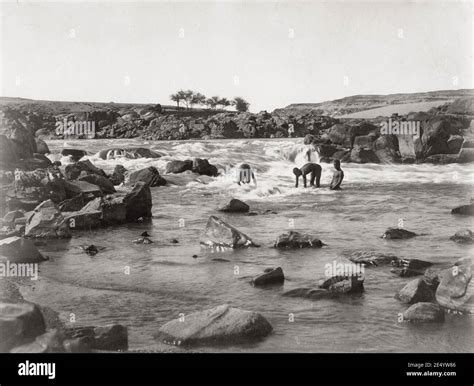 Vintage 19th century photograph: second cataract on the River Nile ...